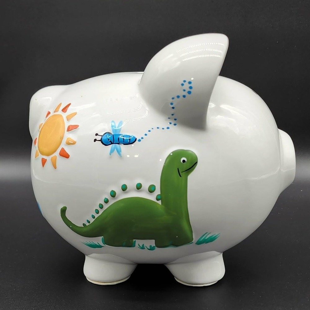 Child to Cherish Dinosaur Bank White‎ Ceramic